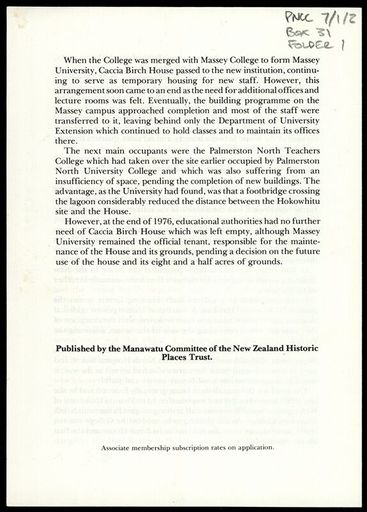 Booklet, Caccia Birch House 3