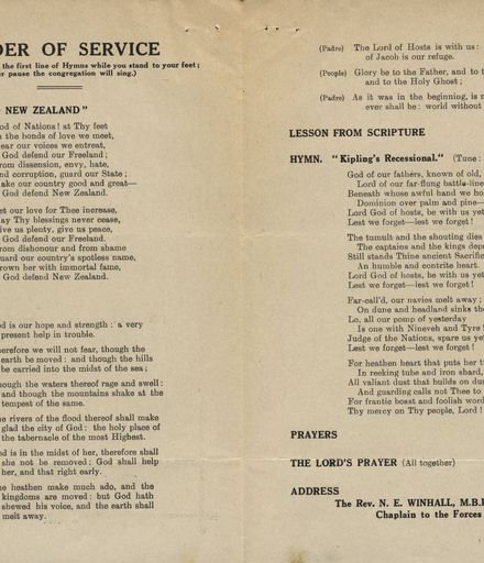 ANZAC Day Commemoration Service order of service page 2
