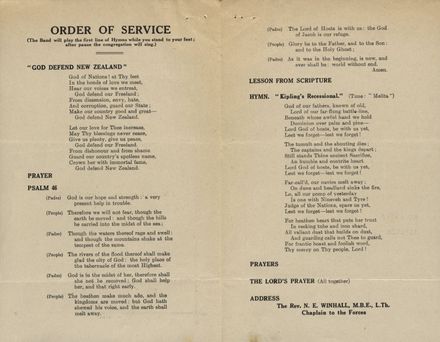 ANZAC Day Commemoration Service order of service page 2