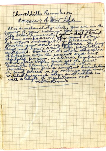 Churchills remarks on Prisoner of war Life