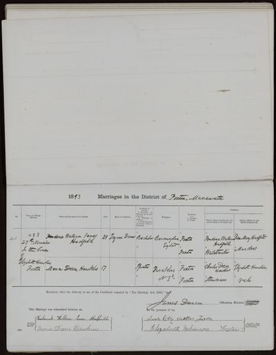 Marriage register 1880 - 1894