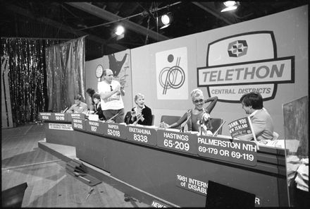 [Mike Moore on the Panel of Presenters at the 1981 Telethon]