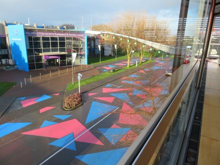 Traffic calming paint work on corner of George Street and Main Street