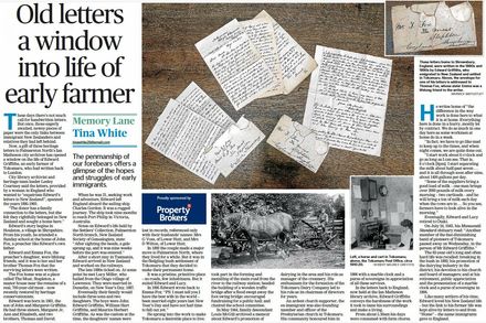 Memory Lane - "Old letters a window into life of early farmer"