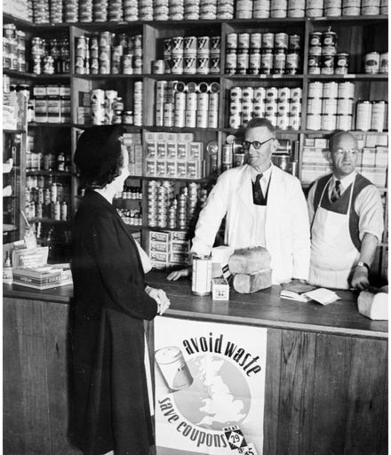 Evans Family Collection: Mrs Evans at the Manawatu Cooperative Society shop