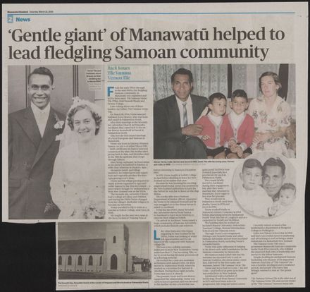 Back Issues: 'Gentle Giant' of Manawatū helped to lead fledgling Samoan community - Resource cover image