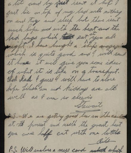 Letter from Stewart Grammer to his family in Bainesse 4