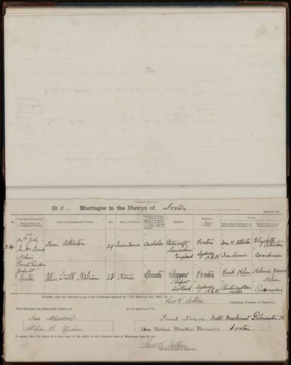 Marriage register 1909- 1927