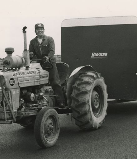 Mobile smoko room being towed by a tractor at Milson Airport