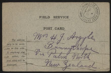 WWI Field Service postcard