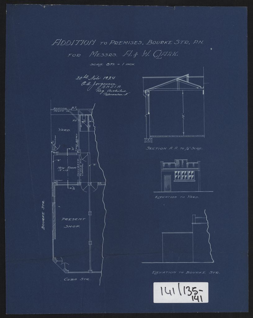 Architectural Plans for Shops, and Alterations, on corner of Cuba & Bourke Streets 2
