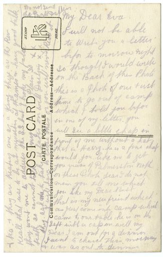 Soldiers with Tents - Postcard from Henry Ward to Eva Francina Eastwood