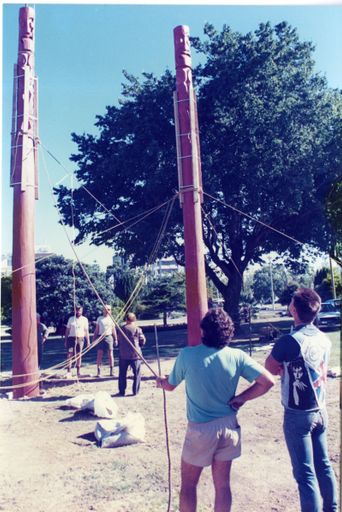 Installation of Pouwhenua for the re-dedication of The Square - Te Marae o Hine