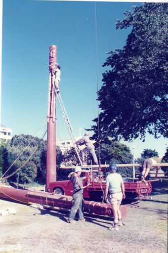 Installation of Pouwhenua for the re-dedication of The Square - Te Marae o Hine