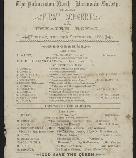 Palmerston North Harmonic Society - concert programme