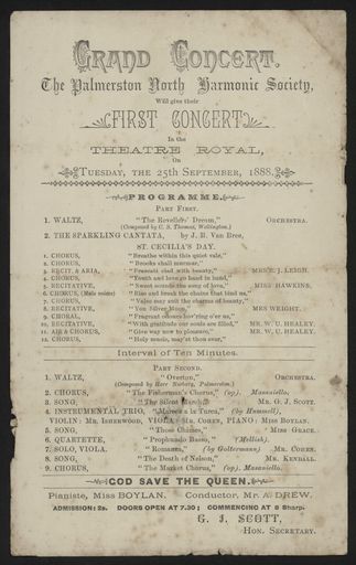 Palmerston North Harmonic Society - concert programme