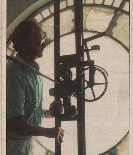 Newspaper article regarding Mike O’Donoghue who looks after the Clock Tower, Palmerston North