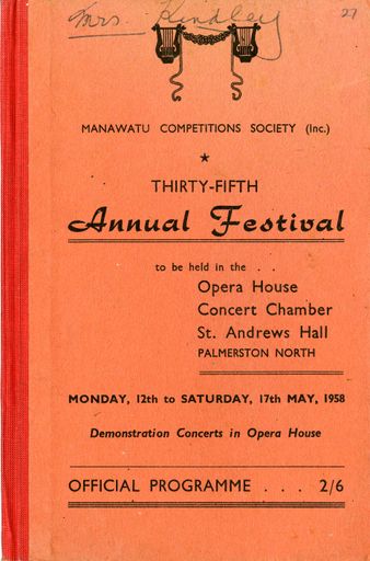Manawatū Competitions Society, Offical Programme, Thirty-Fifth Annual Festival