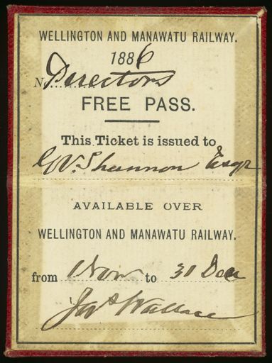 Page 2: Free Pass to travel on the Wellington and Manawatu Railway