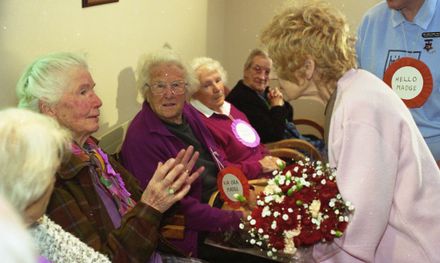Madge Allsop visits Brightwater Home