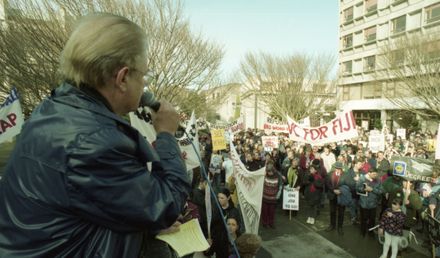 "Students out in force to protest"