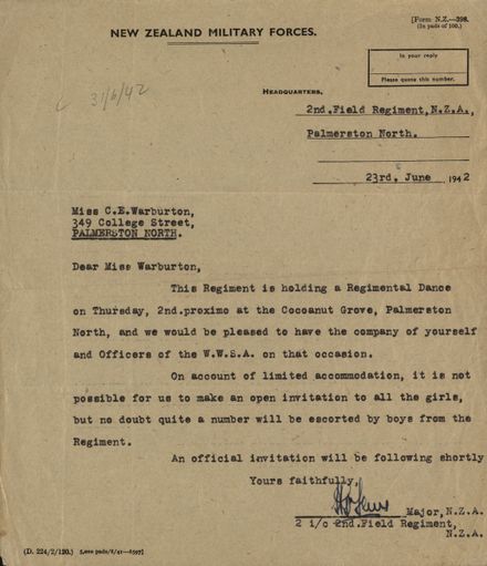 New Zealand Military Forces correspondence