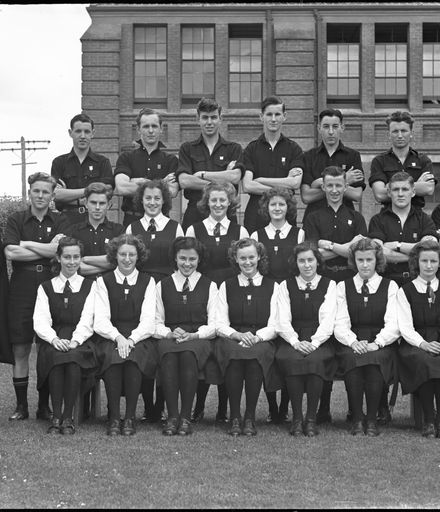 Pupils and teacher, Palmerston North Technical High School