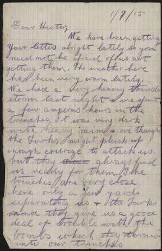 Letter from Gallipoli during WWI