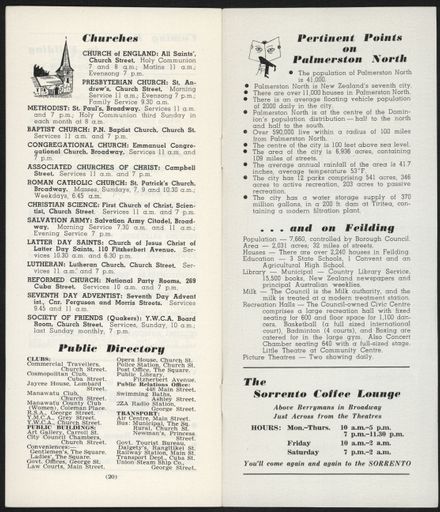 Visitors Guide Palmerston North and Feilding: October 1960 - 12