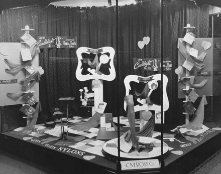 Hosiery window display at C M Ross Co Ltd