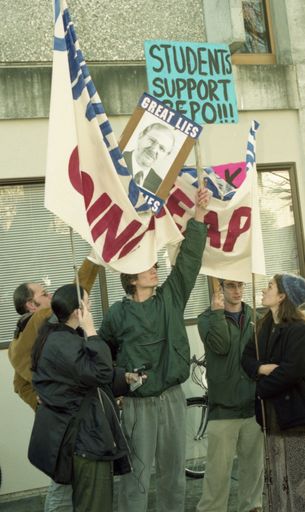 "Students out in force to protest"