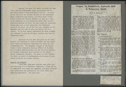 A Project to Rehabilitate the Esplanade Bush, Palmerston North 3