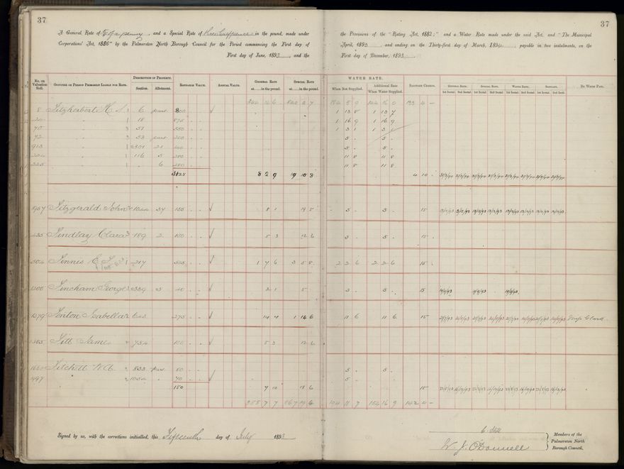 Palmerston North Rate Book, 1893 - 1896, 42