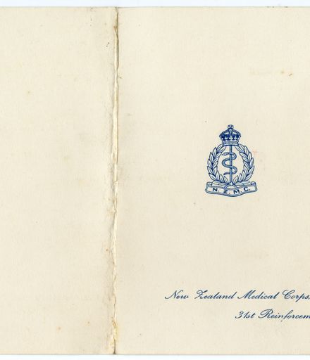 New Zealand Medical Corps, 31st Reinforcements - Card from Henry Ward.