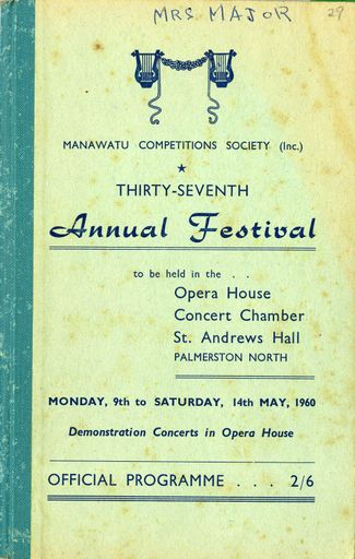 Manawatū Competitions Society, Official Programme, Thirty-Seventh Annual Festival