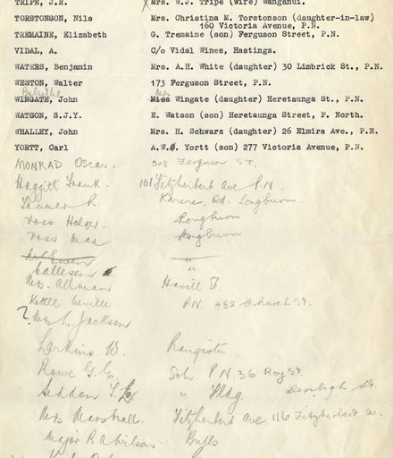 Page 7: List of 'Early Pioneers' of Palmerston North