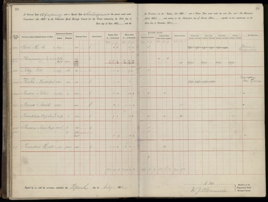 Palmerston North Rate Book, 1893 - 1896, 43