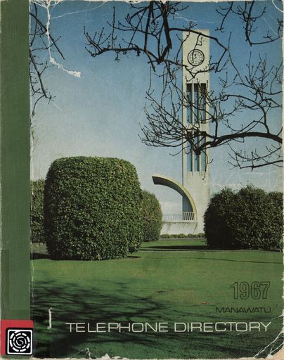 Clock Tower, The Square, on cover of Palmerston North telephone book