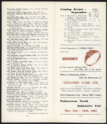 Visitors Guide Palmerston North and Feilding: September 1960 - 9
