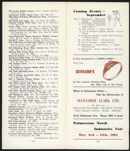 Visitors Guide Palmerston North and Feilding: September 1960 - 9