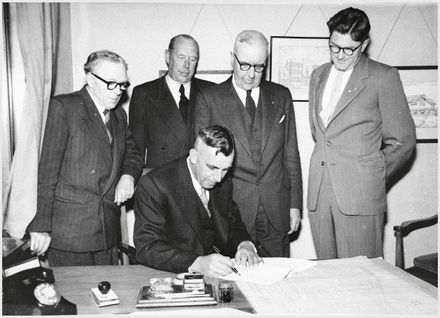 Signing the contract for construction of Eventide Home
