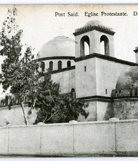 Port Said - Protestant Church - postcard from Joe Marshall