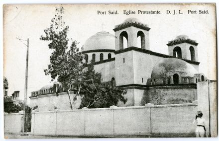 Port Said - Protestant Church - postcard from Joe Marshall