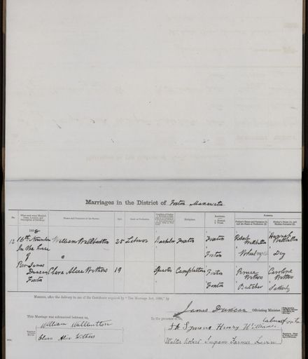 Marriage register 1894 - 1905