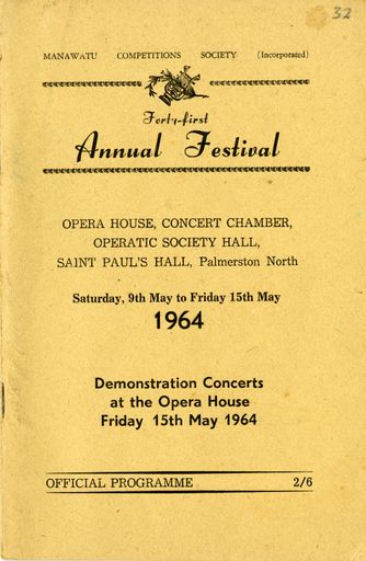 Manawatū Competitions Society, Official Programme, Forty-First Festival