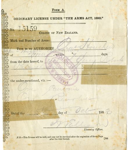Charles Robêrt's Firearms License