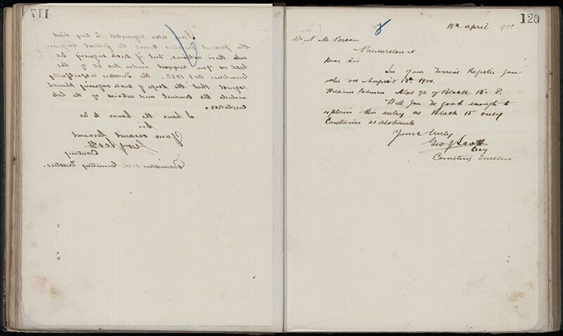 Outwards Correspondence of the Palmerston North Cemetery Trustees, 1898 -1902 147