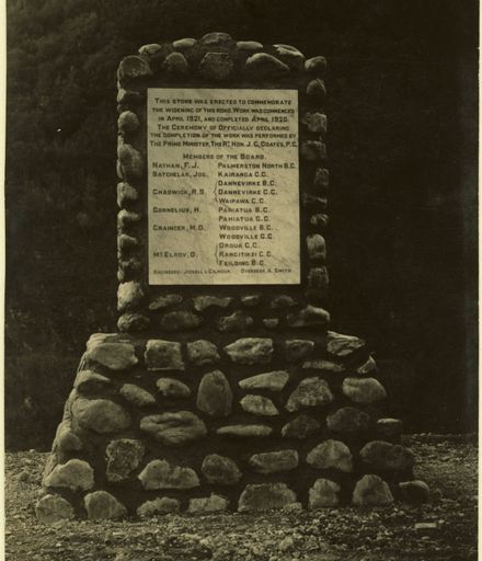 Commeration stone, Manawatu Gorge