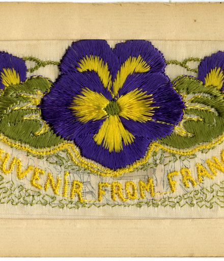 Souvenir from France embroidered WWI postcard