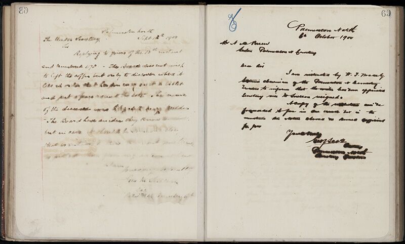 Outwards Correspondence of the Palmerston North Cemetery Trustees, 1898 -1902 96